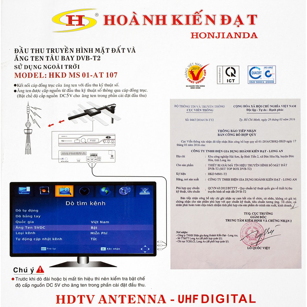 Bộ Đầu Thu Truyền Hình KTS và Anten Tàu Bay MS 01 AT 107