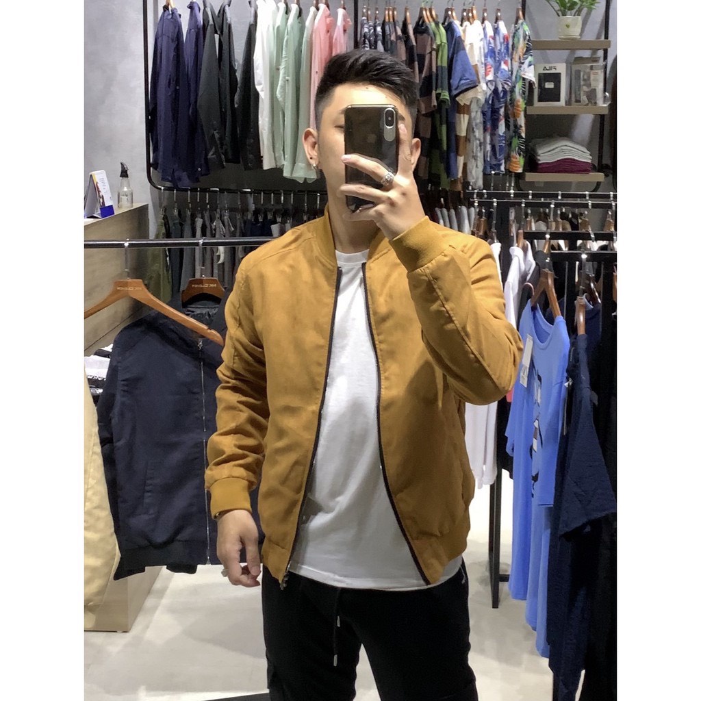 Áo khoác nam da lộn tay chun bomber ,áo khoác da lộn cao cấp 4 màu giữ nhiệt tốt