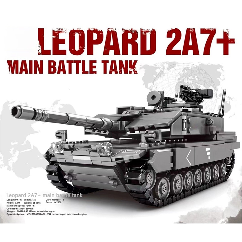Đồ chơi giáo dục Lắp ráp Mô hình Military Survival War Leopard 2A7 Main Battle Tank SY 0104