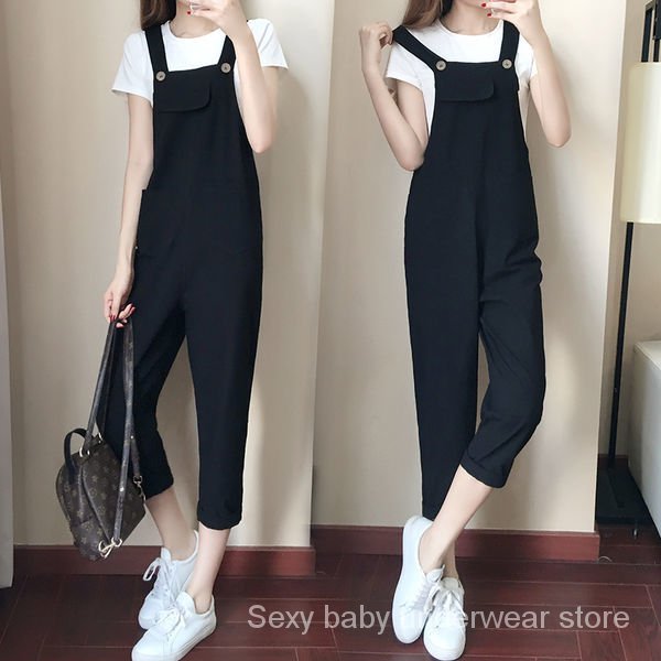 Set Áo Thun Ngắn Tay + Quần Yếm Thời Trang Hàn Quốc Cho Nữ 200o | BigBuy360 - bigbuy360.vn