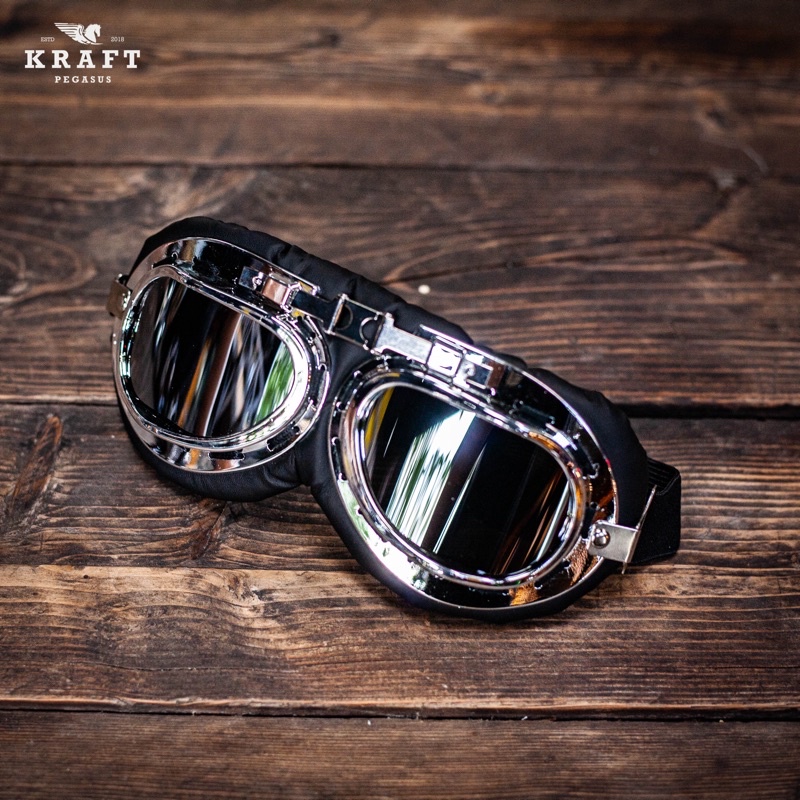 Kính phi công cho nón bảo hiểm - Gọng inox - Phong cách cổ điển