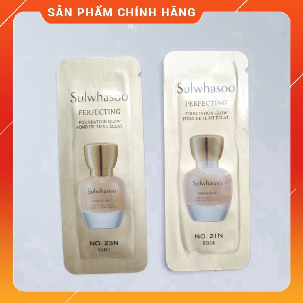 [1ml[ Gói sample Kem Nền Siêu Che Khuyết Điểm, giữ tone 12h, dưỡng trắng da -  Sulwhasoo Perfecting Foundation Glow 1ml.