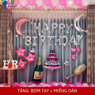 Set bóng trang trí sinh nhật happybirthday nhiều tone màu tự chọn