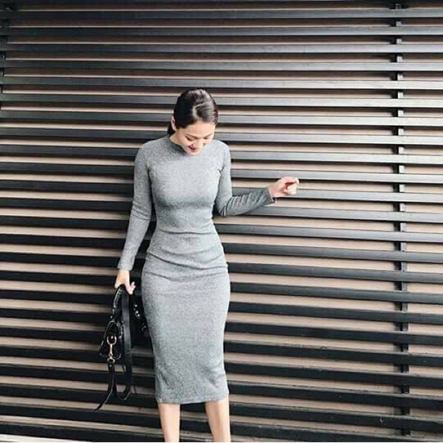 Váy body ôm dài tay tôn dáng