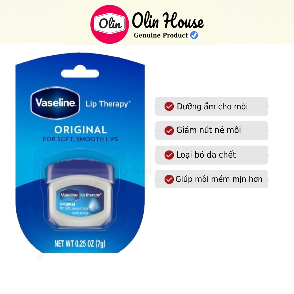 Vaseline dưỡng môi 7g - Kem nẻ Vaseline dưỡng ẩm da mặt 49g - Son dưỡng ẩm môi chống nẻ váeline - Olin House