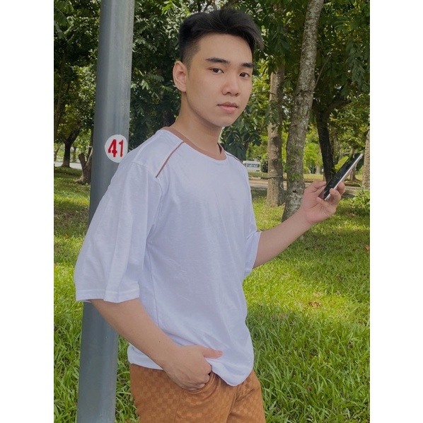 Áo Thun Áo Phông Unisex Nam Nữ Chạy Viền Phối Ulzzang Hot Trend Street Style Mr Smile 99 Shop