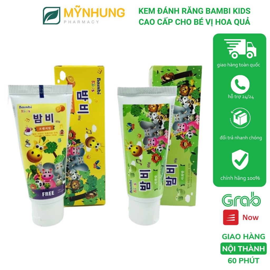 KEM ĐÁNH RĂNG BAMBI KIDS CAO CẤP CHO BÉ VỊ HOA QUẢ