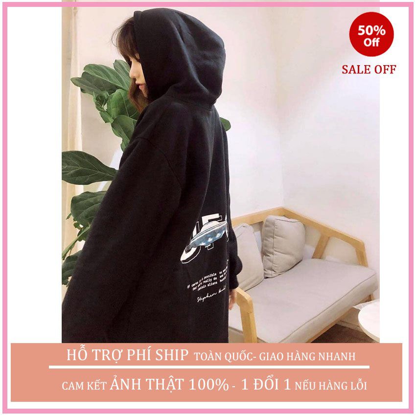 Áo hoodie nam nữ - Áo Khoác Nỉ Thu Đông Unisex kiểu dáng from rộng Lửng phom rộng trơn cực đẹp UFO đen trắng