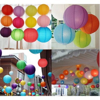 Đèn lồng vải lụa không tua 20/25/30cm nhiều màu trang trí ngoài trời