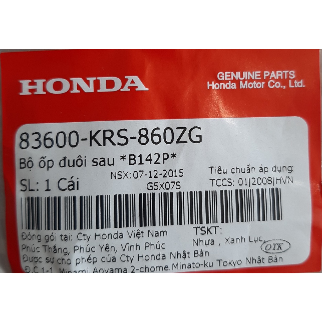 Bộ ốp đuôi sau xe Wave anpha cũ (2003 -2004) chính hãng Honda 83600-KRS-860ZG