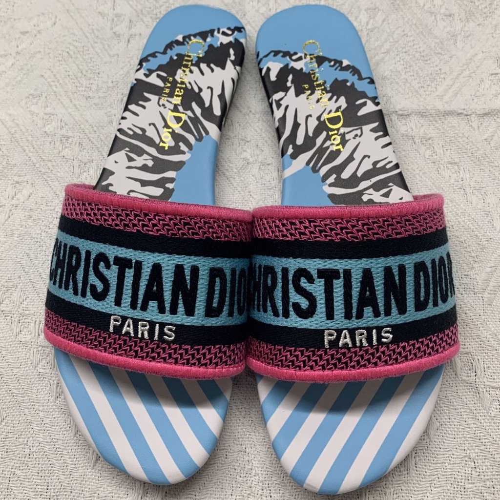 Dép Dior Họa Tiết Thêu Chất Lượng Cao Thời Trang Cho Nữ size 35-42