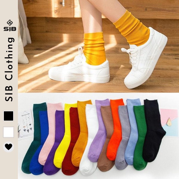 Tất nhún cổ cao vớ trơn nam nữ phong cách Hàn quốc nhiều màu SIB029
