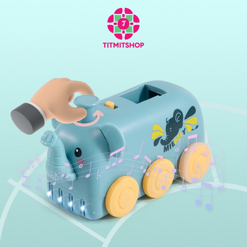 Bộ đồ chơi Domino xe lửa hình con voi khối xây dựng trí tuệ trẻ em lắp ráp tự động - TitMitShop