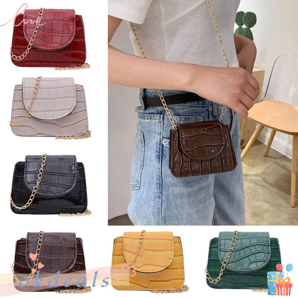 Túi Đeo Chéo Da PU Dáng Vuông Mini Phối Dây Xích Thời Trang Cho Nữ|Túi Xách Nữ Họa Tiết / Nhiều Màu