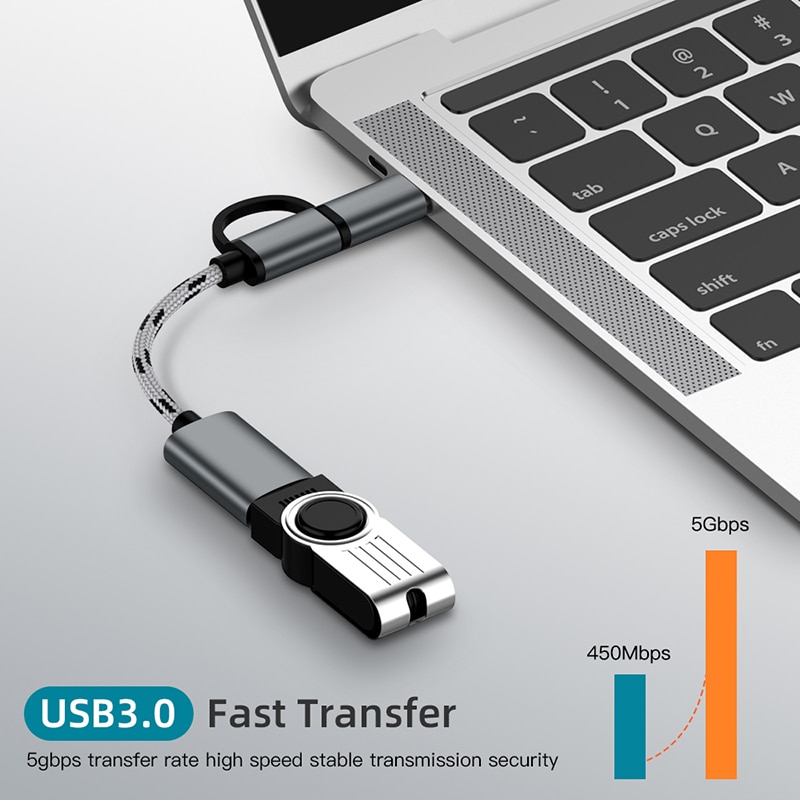 Cáp chuyển đổi 2 trong 1 USB 3.0 OTG sang micro USB type C