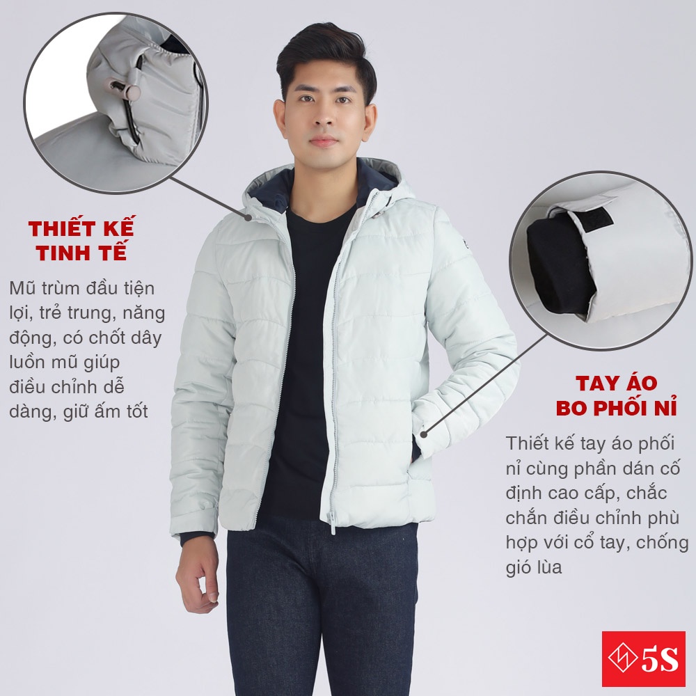 [MUA 2 GIẢM 30K] Áo Khoác Phao Nam 5S (5 màu) Chần Bông Cao Cấp, Khử Khuẩn, Siêu Nhẹ, Giữ Ấm Cực Tốt, Thiết Kế Trẻ Trung