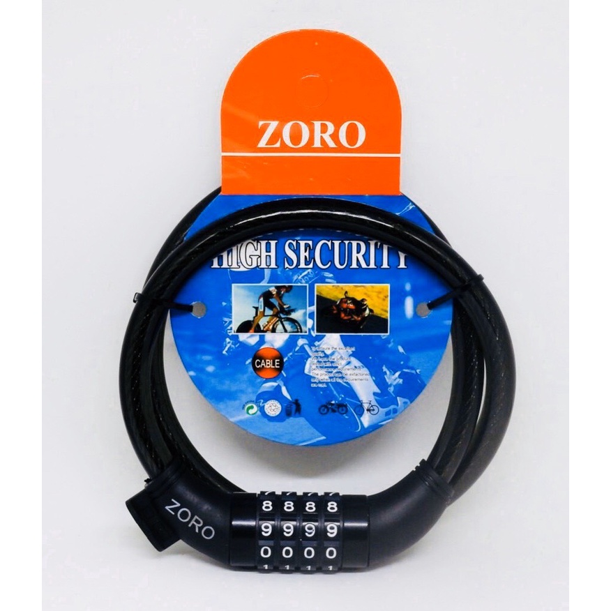 Khóa dây mật mã,chính hãng Zoro ⚡FREE SHIP⚡thay đổi mật khẩu theo ý,dài 85cm,thích hợp khóa xe đạp,khóa xe máy,khóa cổng