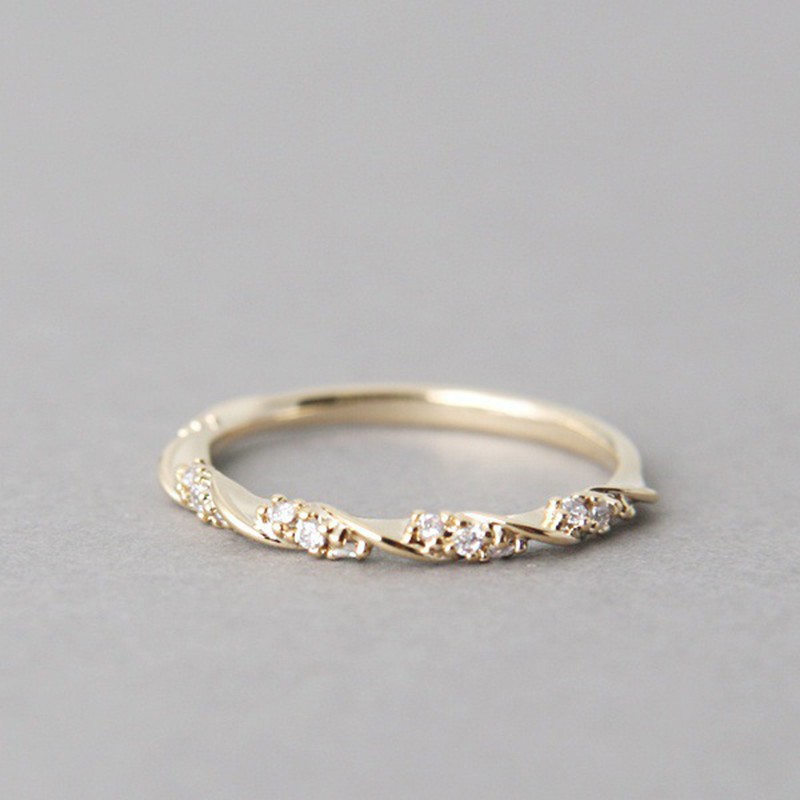 S925 Nhẫn mạ bạc vàng 18K khảm kim cương sang trọng dành cho nữ