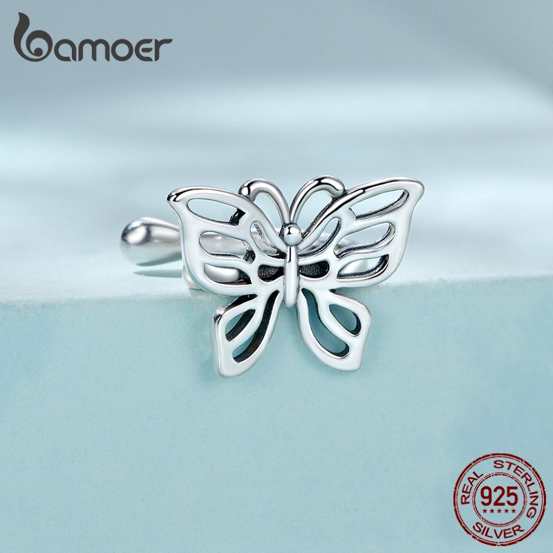 BAMOER 1 Bông Tai bạc 925 Hình Bướm Thời Trang Cho Nữ