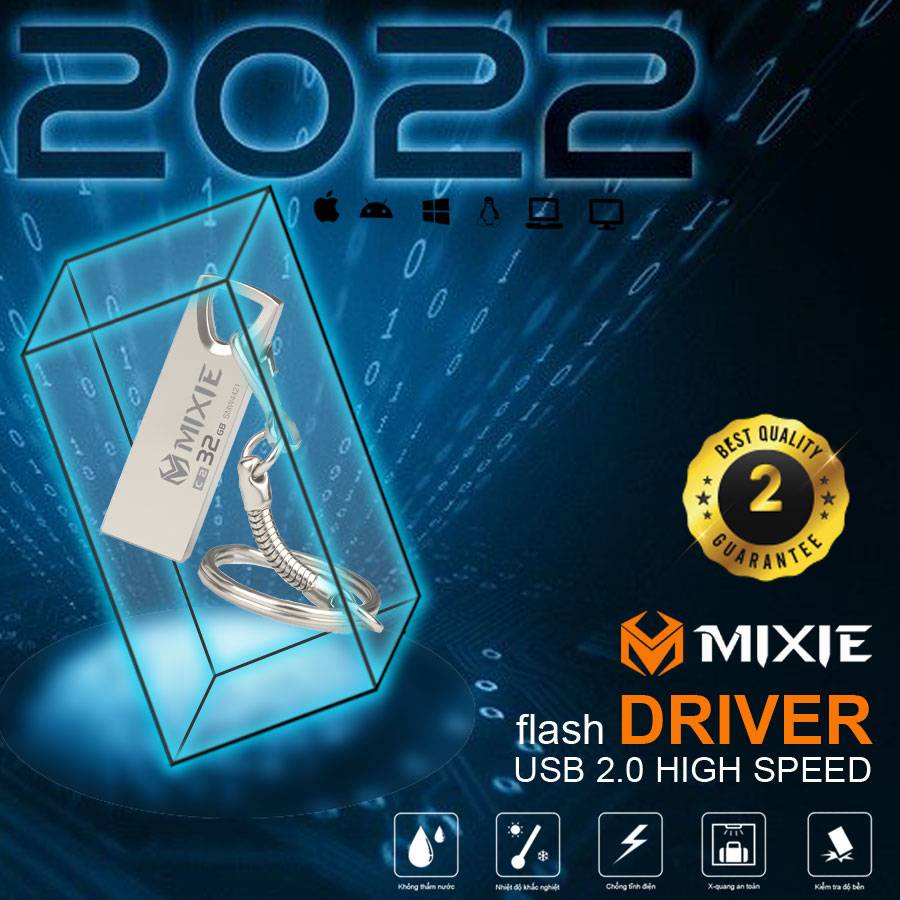 USB 2.0 MIXIE C2 DUNG LƯỢNG 32GB - KIM LOẠI, CÓ DÂY ĐEO, THỜI TRANG - Viễn Thông Đức Trí