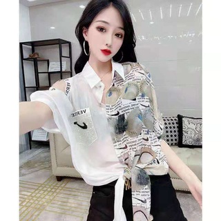 Áo Lụa Nhân Tạo Trễ Vai Ngắn Tay In Họa Tiết Đính Đá Màu Sắc Thời Trang Mùa Hè Phong Cách Châu Âu 2021 Cho Nữ