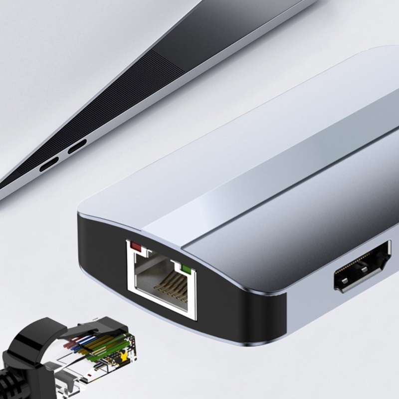 Bộ Chia Cổng USB Type C 5G Rj45 Bằng Hợp Kim Nhôm Chuyên Dụng