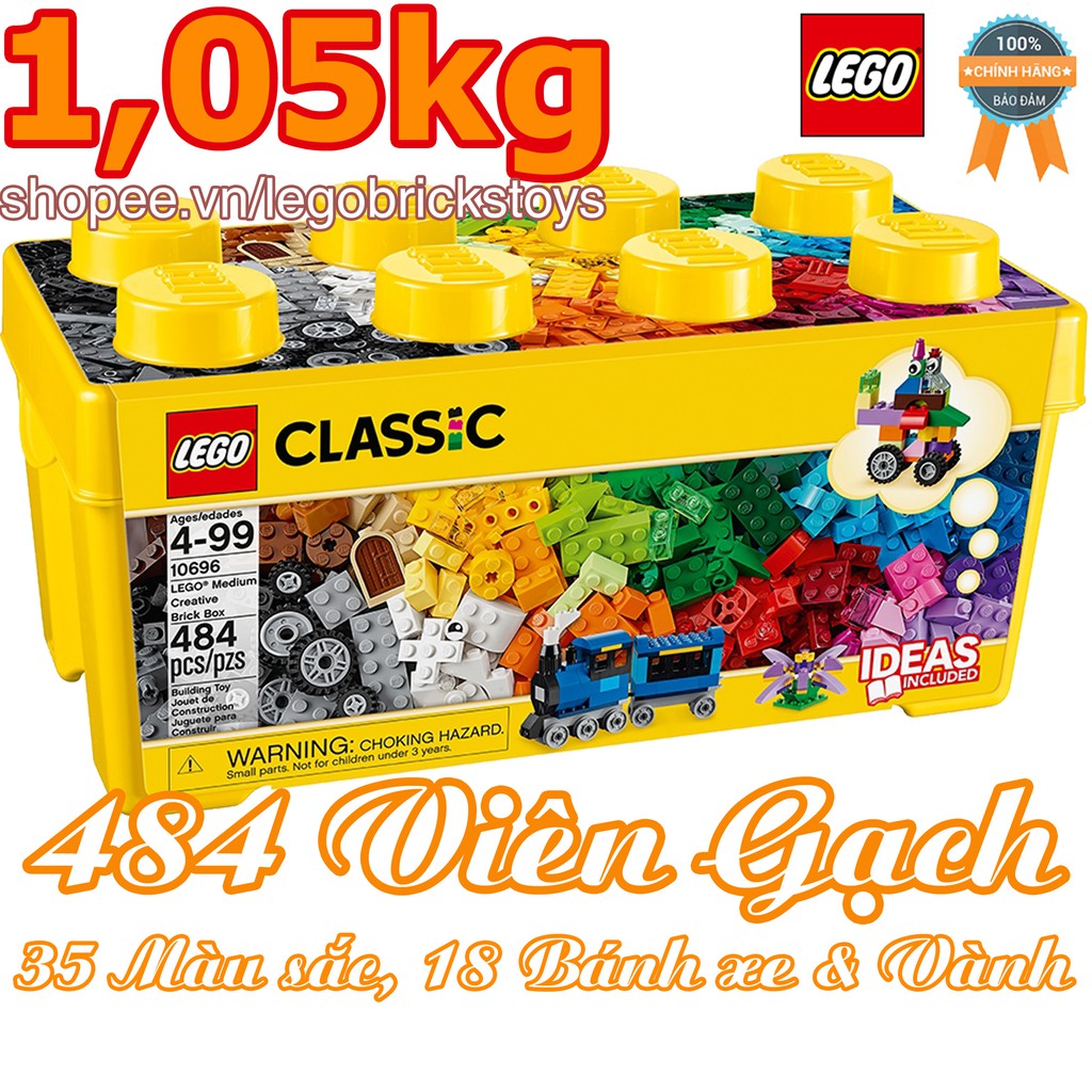 LEGO Classic 10696 (1,05kg, 484 Mảnh Ghép) Thùng Gạch Sáng Tạo Cỡ Trung