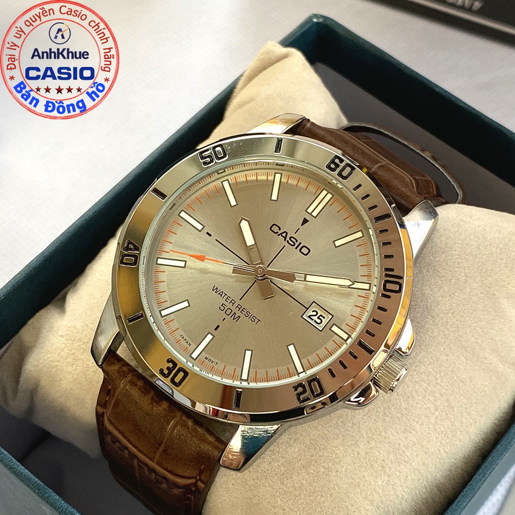 Đồng hồ nam Casio MTP-VD01 MTP-VD01L MTP-VD01GL bảo hành 1 năm chính hãng Anh Khuê dây da chống nước 50m