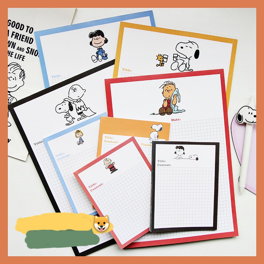 Giấy Ghi Chép Note Pad Kẻ Caro Hình Snoopy Tiện Lợi