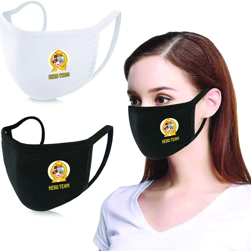 Khẩu trang in hình HERO TEAM Mr Vịt Mèo Simmy Phong Cận Siro Kairon Timmy Kamui Sammy Đào anime chibi chống bụi