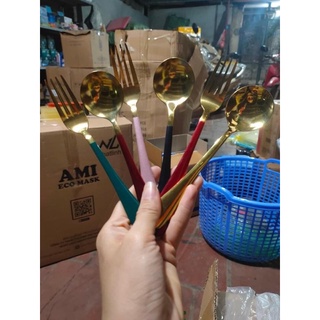 Combo 5 Thìa, Dĩa mạ vàng