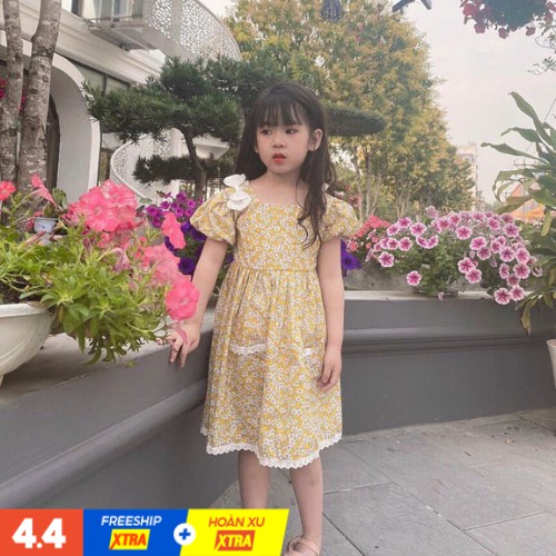 Váy Bé Gái Hoa Nhí Nơ Vai | Hàng Thiết Kế Cao Cấp | Size 8-35kg