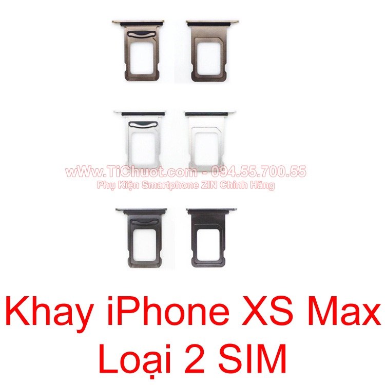 Khay sim iPhone XS Max 1 SIM/ 2 SIM ZIN có Ron Chống Nước &amp; Lẫy Giữ Sim