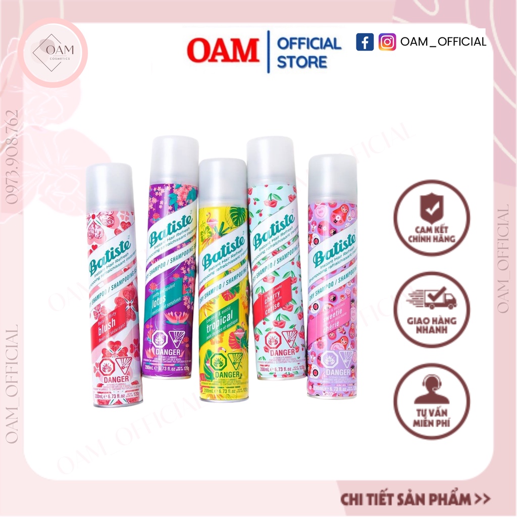 Dầu Gội Khô Batiste Dry Shampoo 200ml và 50ml