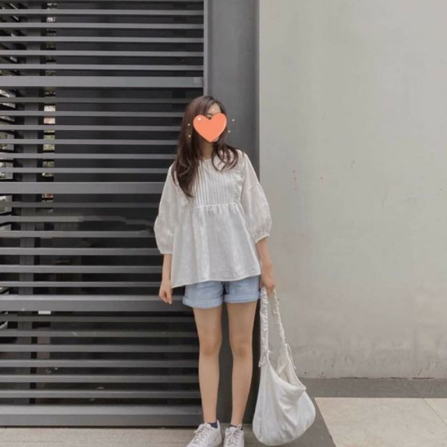 Áo baby doll tay lỡ viền bèo 7554Dn