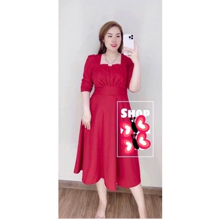 🍄🍄: Đầm dự tiệc cổ vuông dự tiệc bigsize từ 50=>90kg