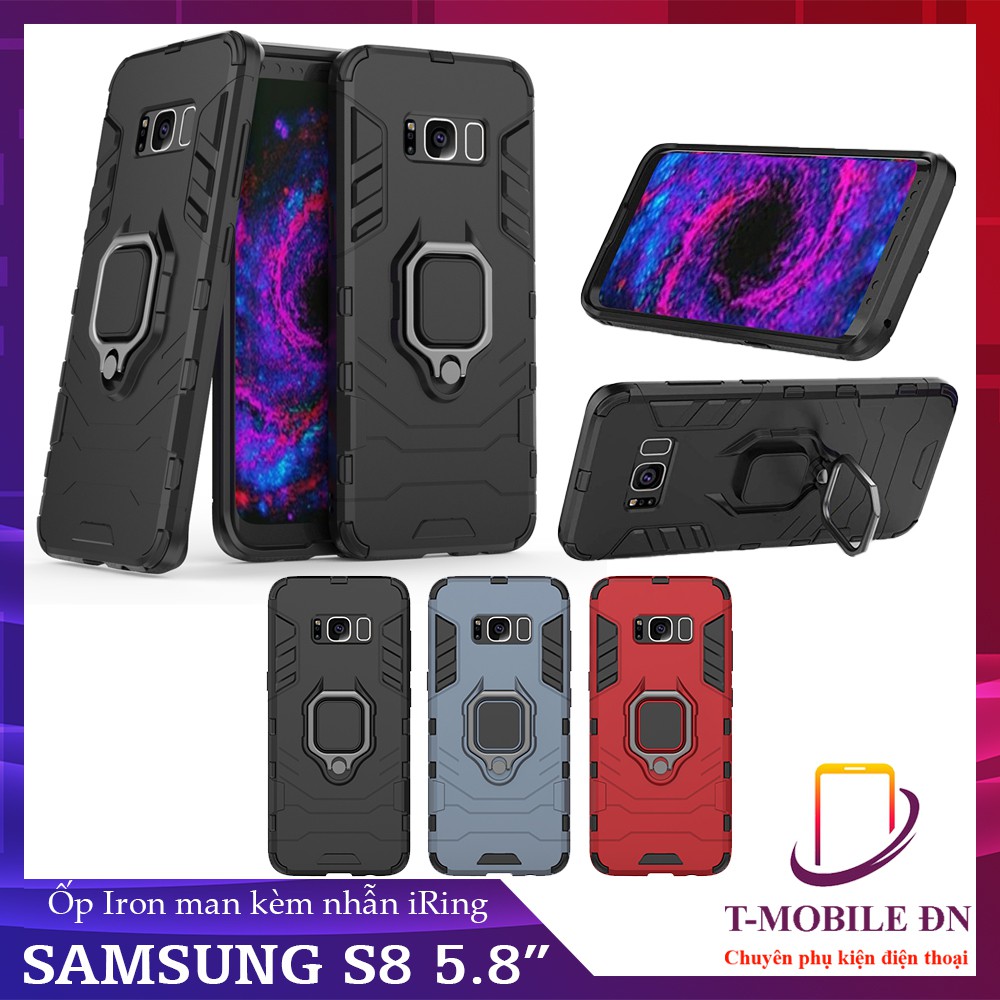 Ốp lưng Samsung S8 🔥FREESHIP🔥 iron man chống sốc kèm nhẫn iring chống xem video bảo vệ camera