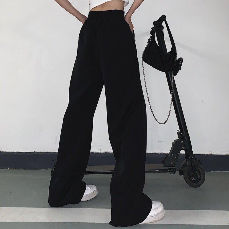 Quần Thể Thao Lưng Cao Ống Rộng Thời Trang Hàn Quốc Dành Cho Nữ