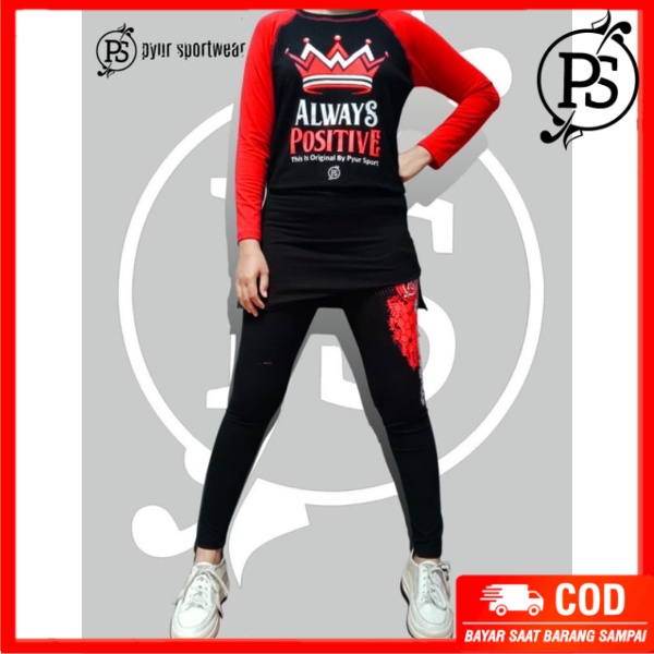Set Đồ Thể Thao Gồm Áo Thun Dài Tay + Chân Váy Legging Xẻ Tà Màu Đen