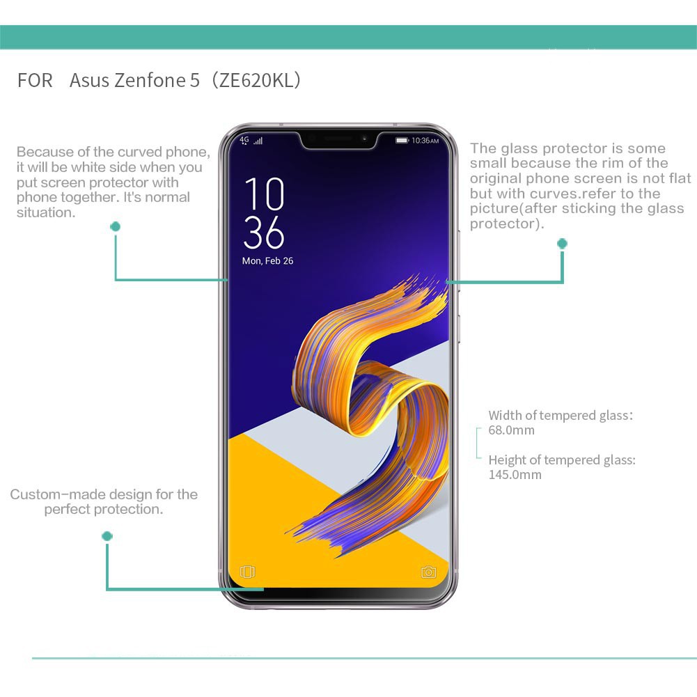 Miếng dán cường lực bảo vệ toàn bộ màn hình dành cho Zenfone 5 ZE620KL / Zenfone 5Z ZS620KL kèm phụ kiện