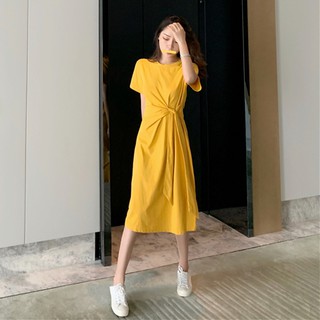 (ORDER) Váy thun cộc tay xòe dài eo thắt nơ dài thiết kế điệu đà năng động sang chảnh Hàn Quốc hè (MẪU MỚI 2020)