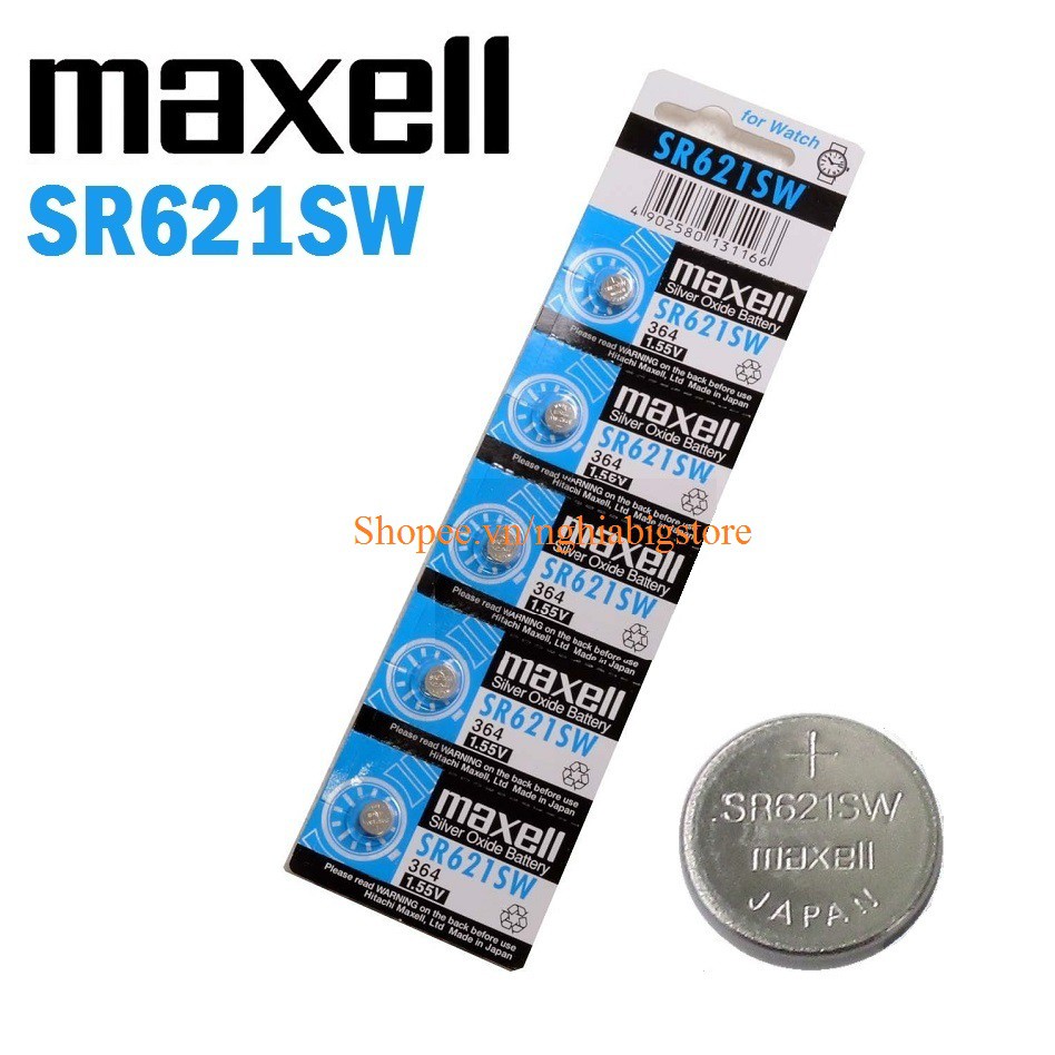 Vỷ 5 Viên Pin Maxell SR621SW Dùng Cho Đồng Hồ 1.55V