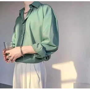 Áo sơ mi lụa nam quốc dân màu Xanh Ngọc chất lụa mềm mịn cực sang cực chất