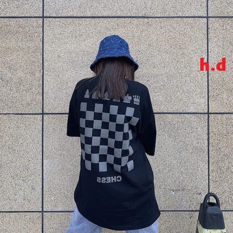 Áo Thun Nam Nữ Cổ Tròn Unisex Form Rộng Streetwear Bàn Cờ ☘Phông Basic Cotton Oversize🧸Mặc đơn đôi nhóm giá rẻ