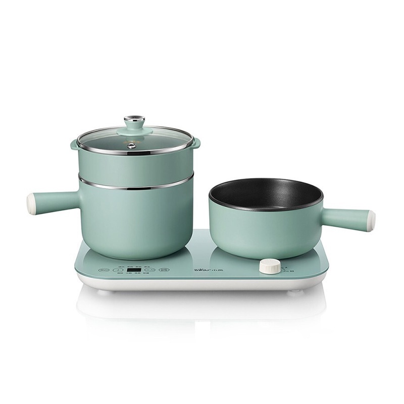 Bộ bếp điện Bear 2 bếp kèm nồi chảo và lồng hấp, nhiều chế độ nấu, điều chỉnh dễ dàng, phù hợp mọi không gian