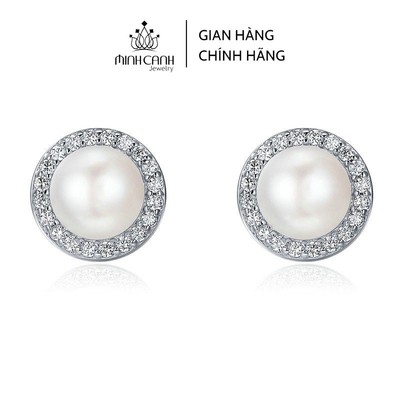 Bông Tai Ngọc Trai Nhân Tạo Viền Đính Đá - Minh Canh Jewelry