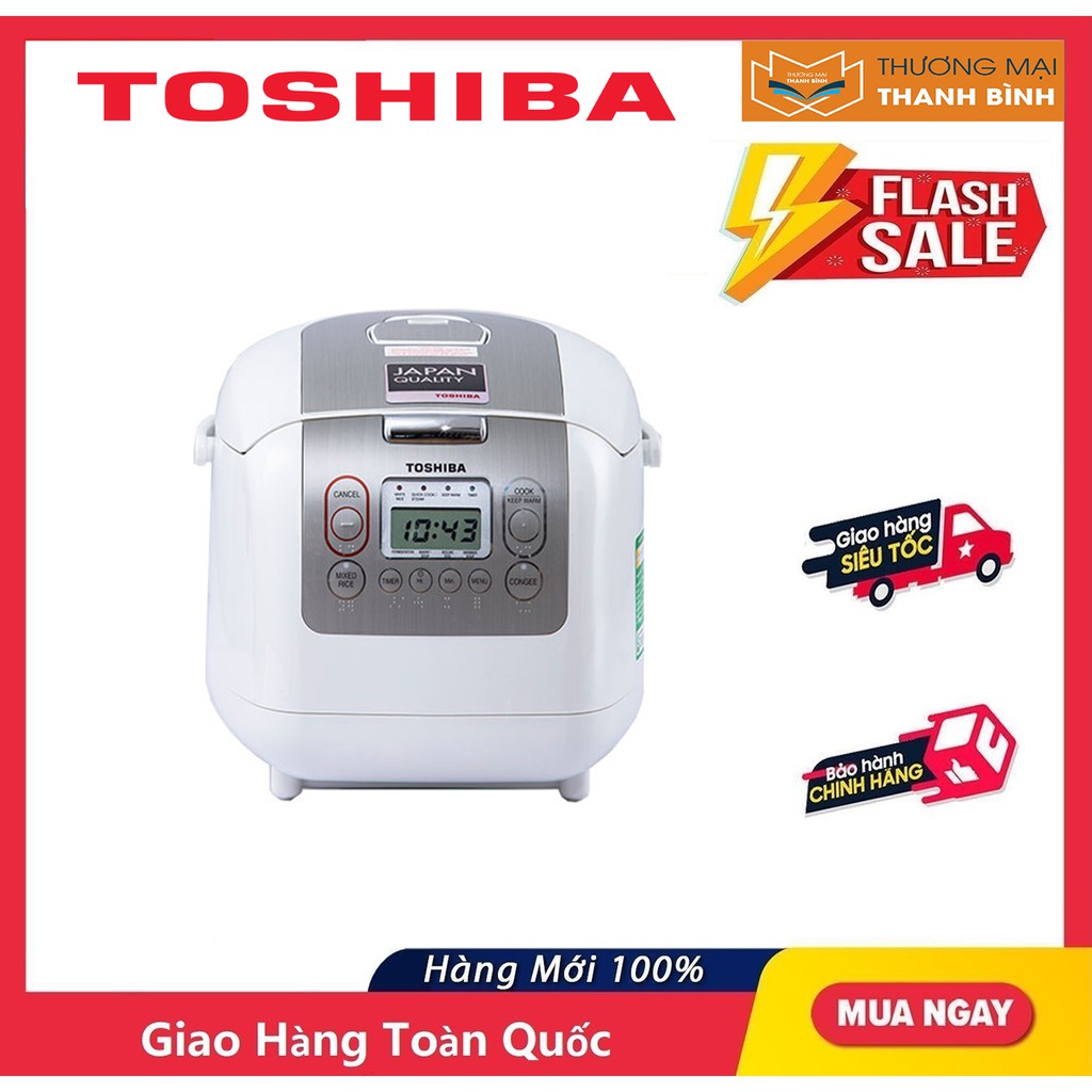 [Mã ELHADEV giảm 4% đơn 300K] NỒI CƠM ĐIỆN TỬ NẮP GÀI TOSHIBA 1.8 LÍT RC-18NTFV(W)