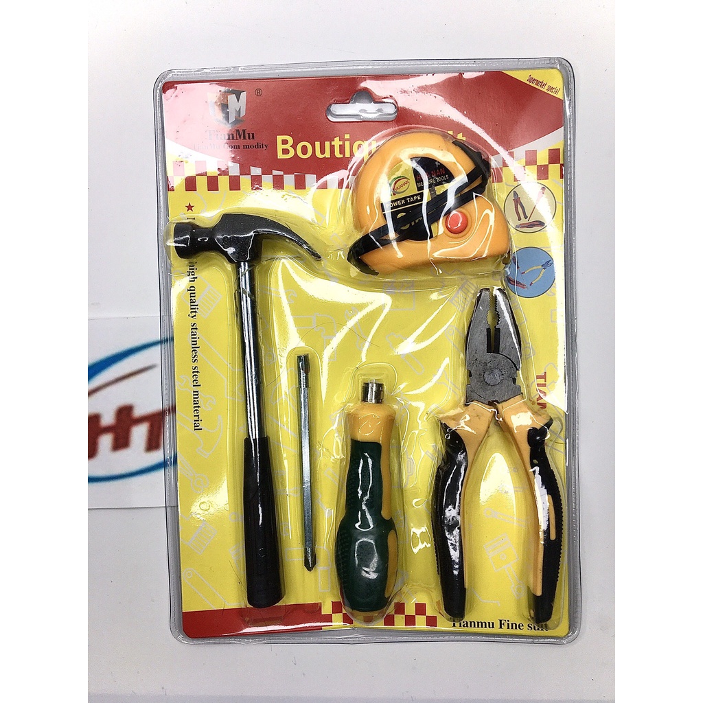 Bộ dụng cụ sửa chữa 4 món ,kềm, búa, vít, thước tiện dụng để sửa chữa đồ gia dụng trong gia đình