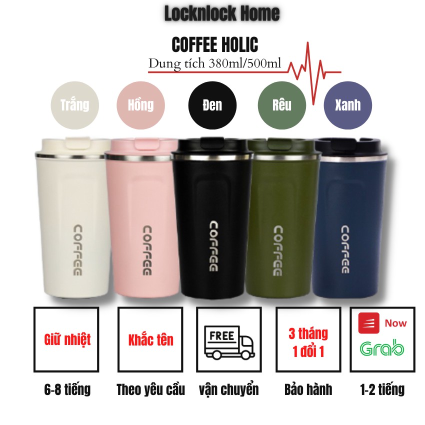 [CÓ QUÀ TẶNG] Bình giữ nhiệt Coffee Holic - Giữ Nhiệt 4-10 Tiếng Nóng Lạnh, Ly Giữ Lạnh Inox 304 Cao Cấp Locknlockhome