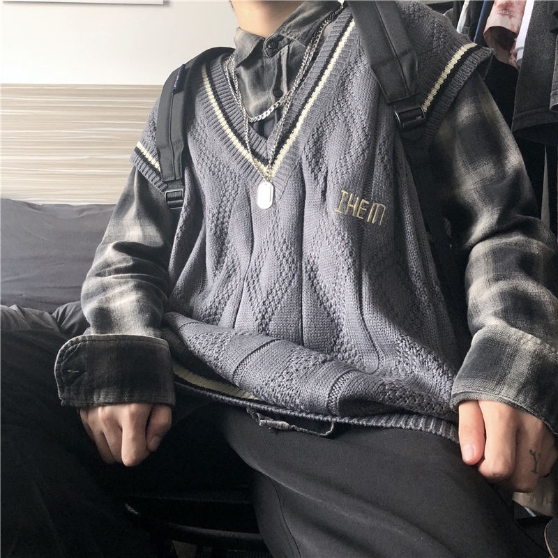 Áo Len Không Tay Màu Trơn Phong Cách Retro Hàn Quốc Cho Nam | BigBuy360 - bigbuy360.vn